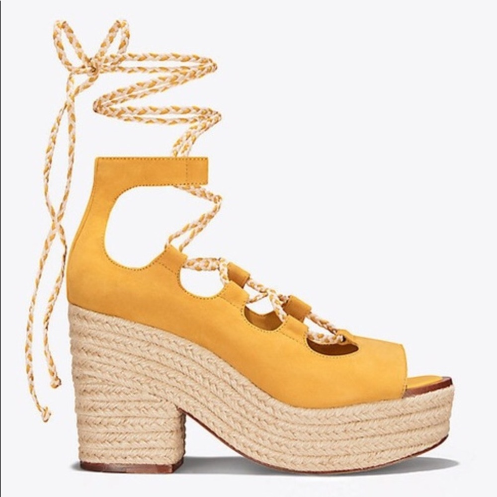 NWT Tory Burch Suede Positano Platform Sandals